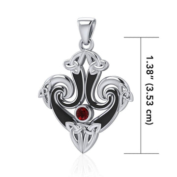 Silver Mondern Celtic Triquetra Pendant with Gemstones and Enamel TPD1271 - Jewelry